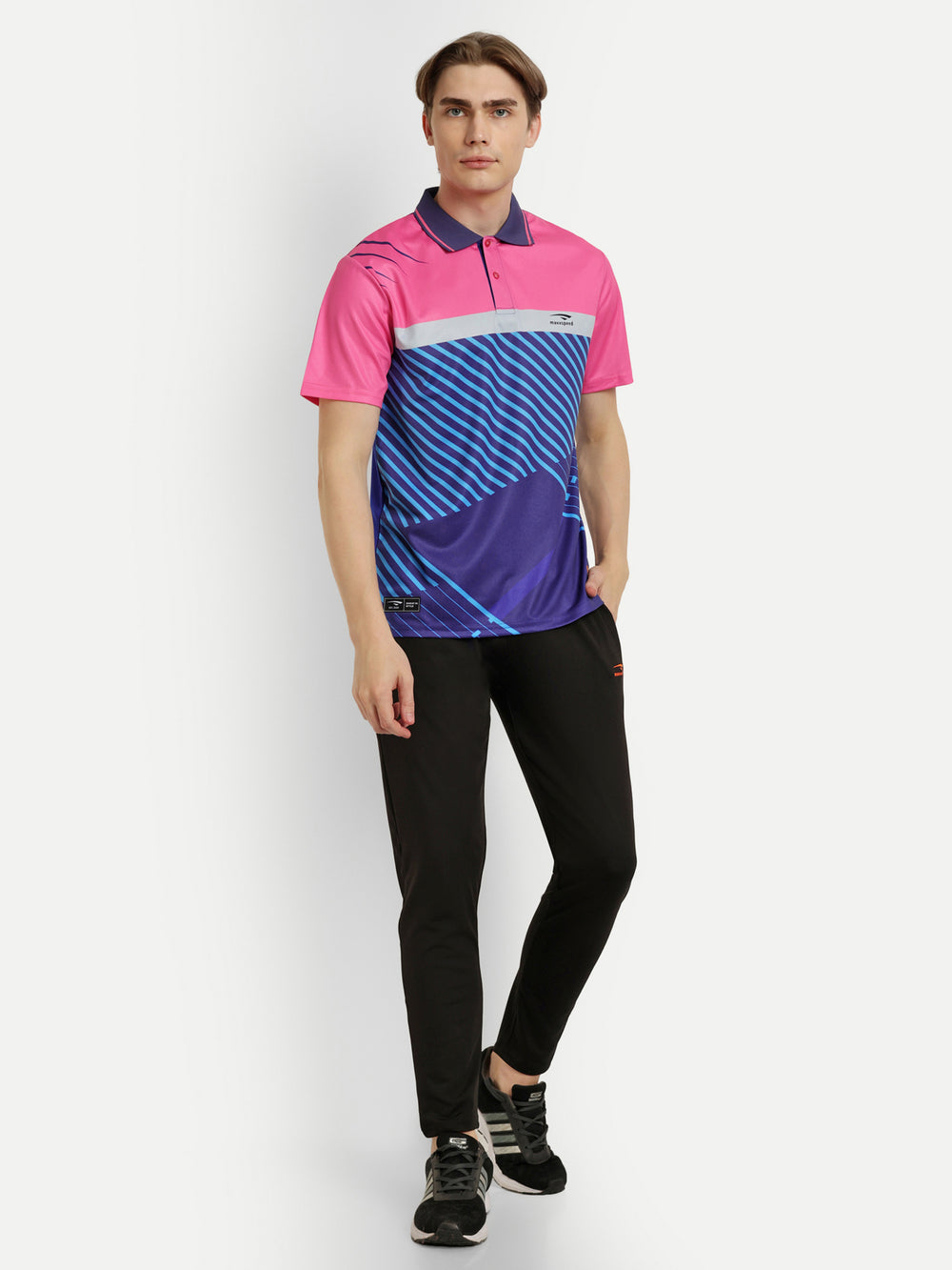 Pink & Royal blue Polo Badminton Tshirt