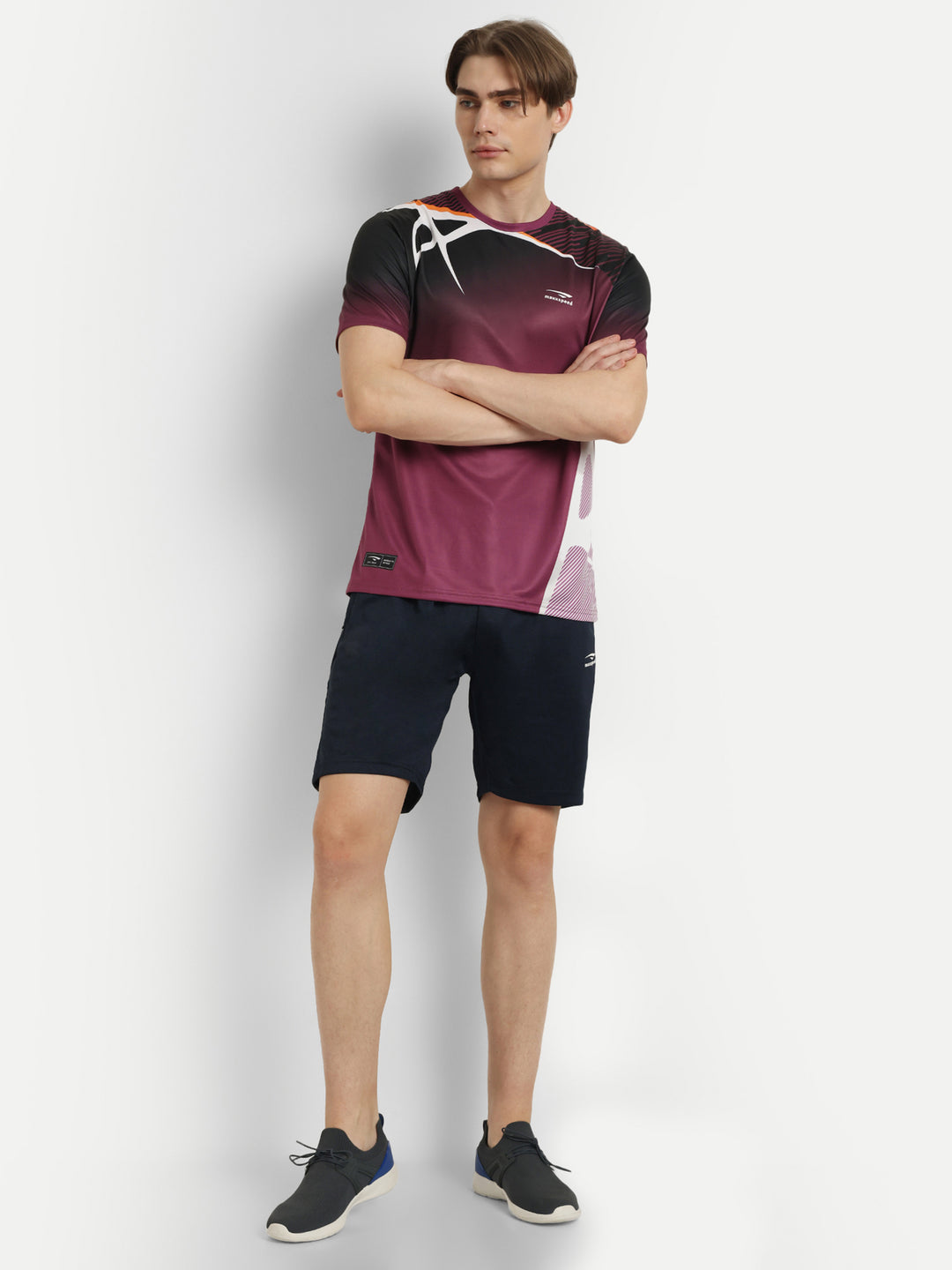Maroon Graphics Badminton Tshirt