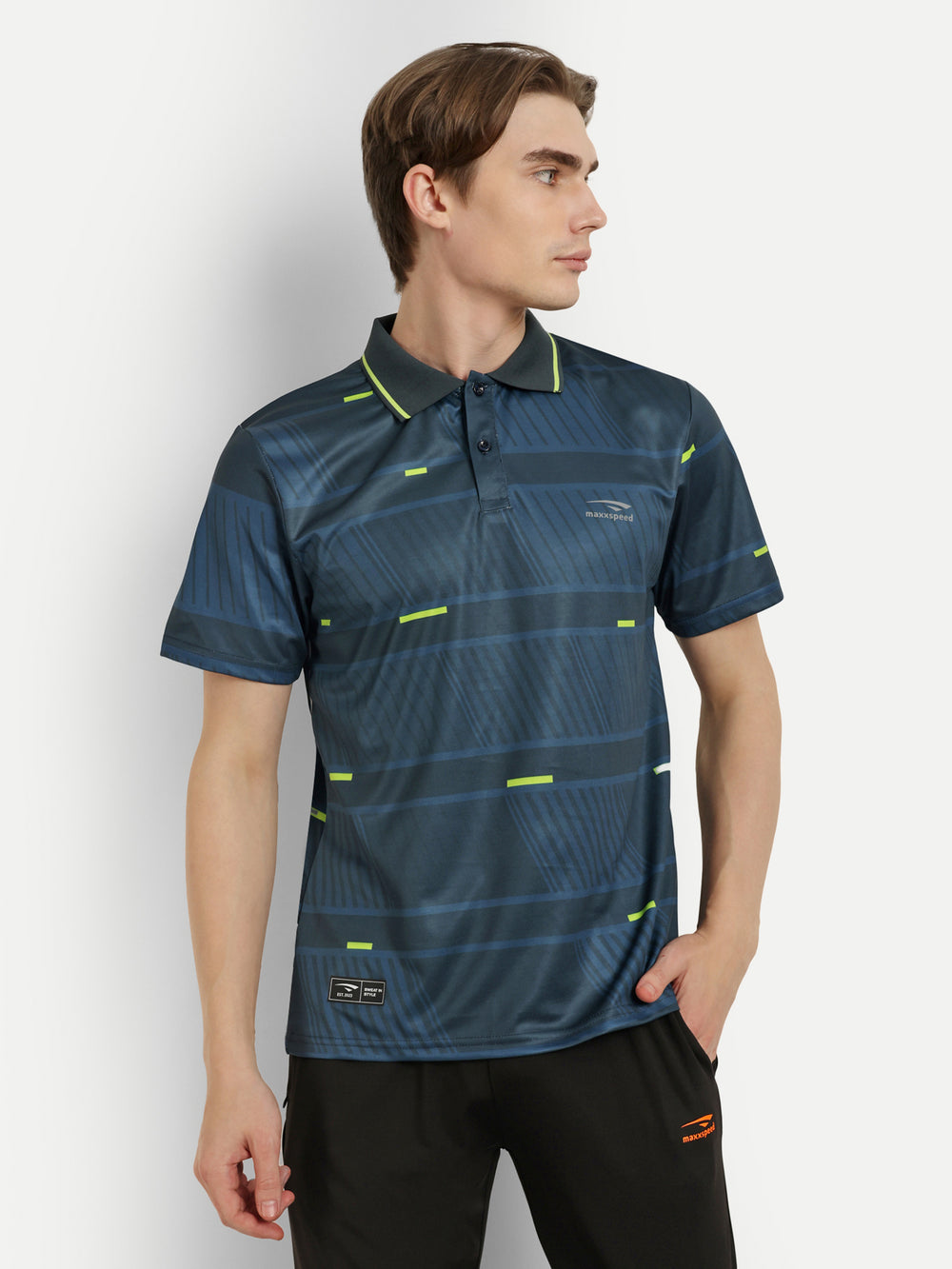 Teal blue Graphic Badminton Tshirt