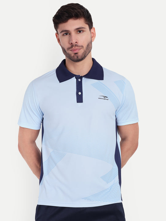 AZURE BLUE GRAPHIC POLO TSHIRT -AERO TEE