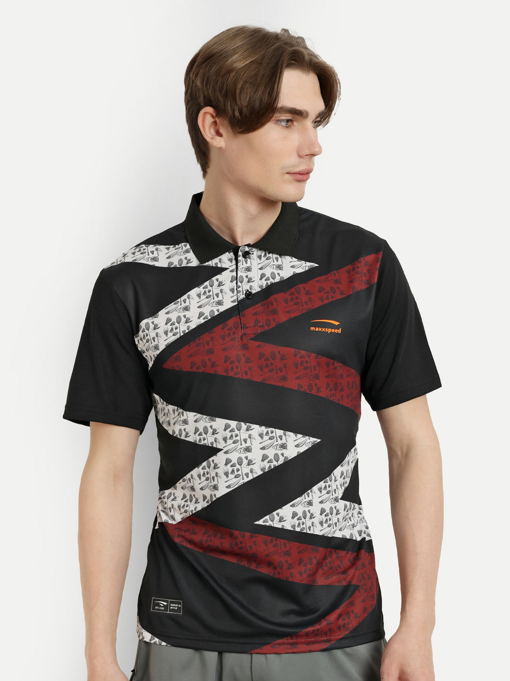Black Badminton Graphic Polo Tshirt
