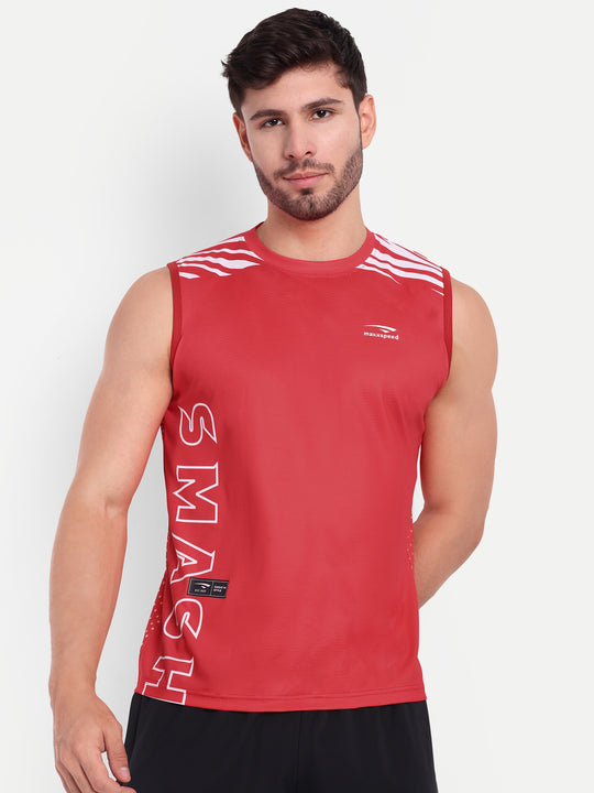 FIERY RED SLEEVELESS TSHIRT-AERO TEE