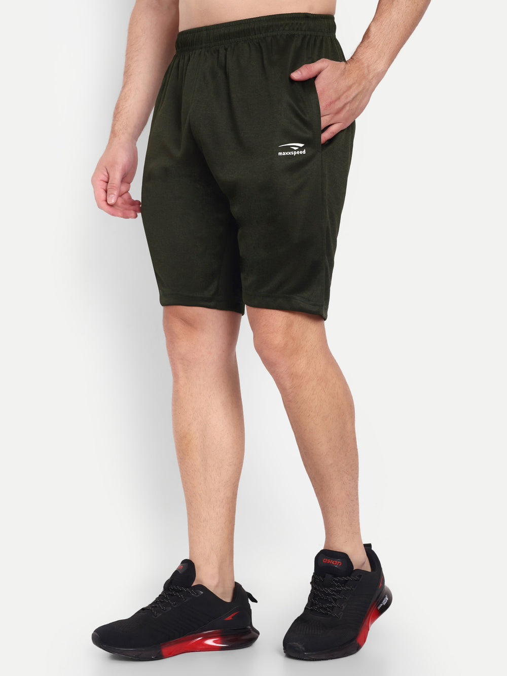 OLIVE GREEN MELANGE SHORTS