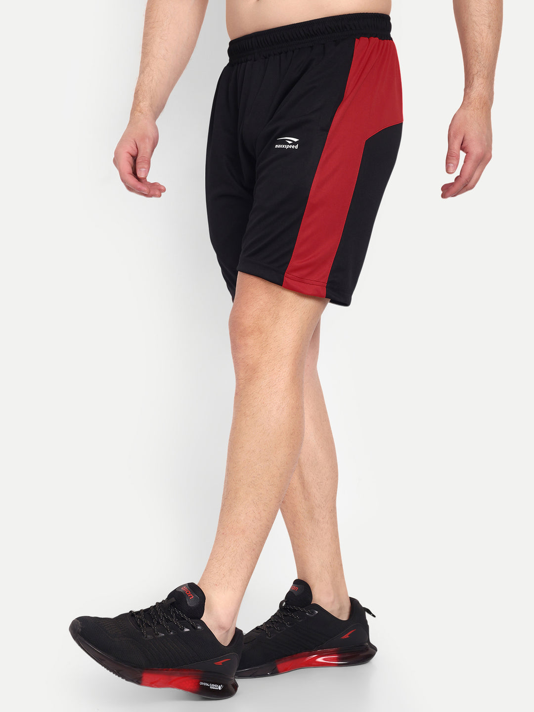 BLACK SHORTS WITH RED PANEL