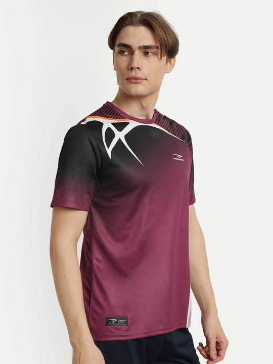 Maroon Graphics Badminton Tshirt