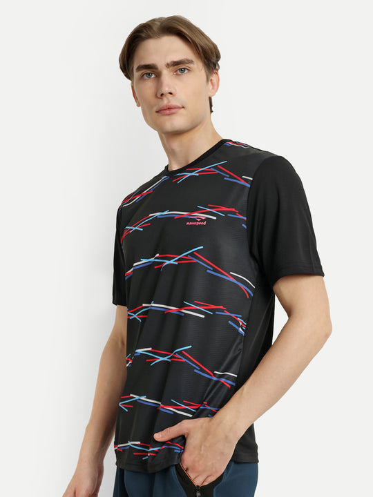 Black Graphic Badminton Tshirt