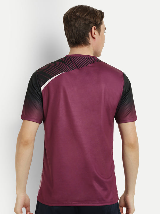 Maroon Graphics Badminton Tshirt