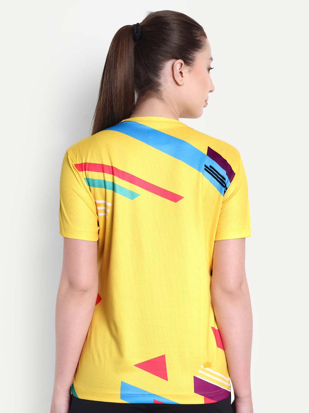 YELLOW PRINTED BADMINTON T-SHIRT - WOMEN
