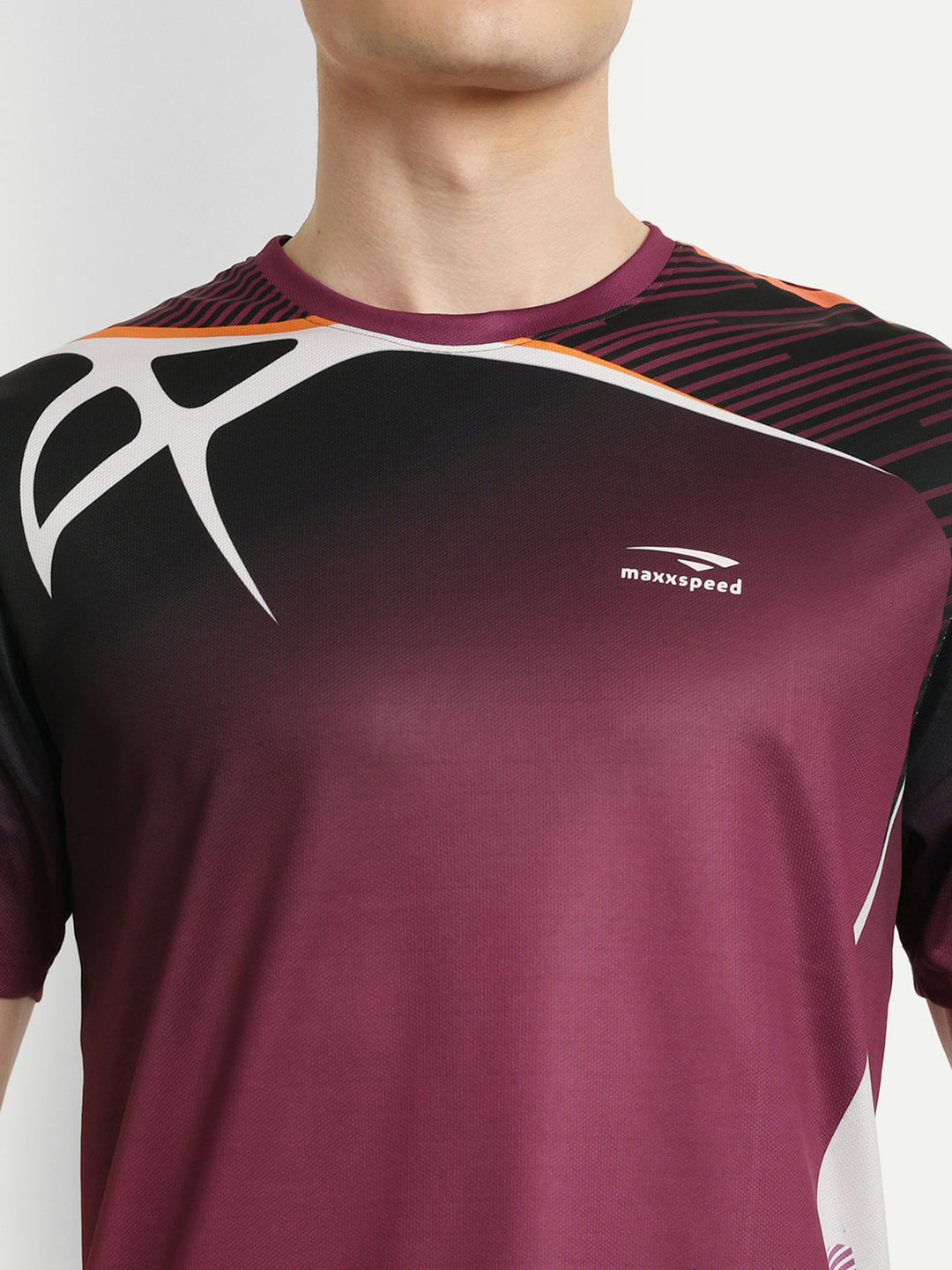Maroon Graphics Badminton Tshirt
