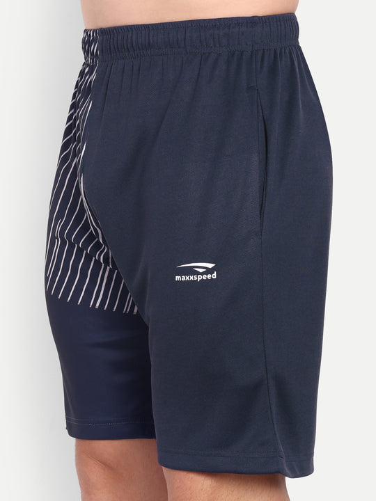 NAVY BLUE GRAPHIC PRINTED SHORTS