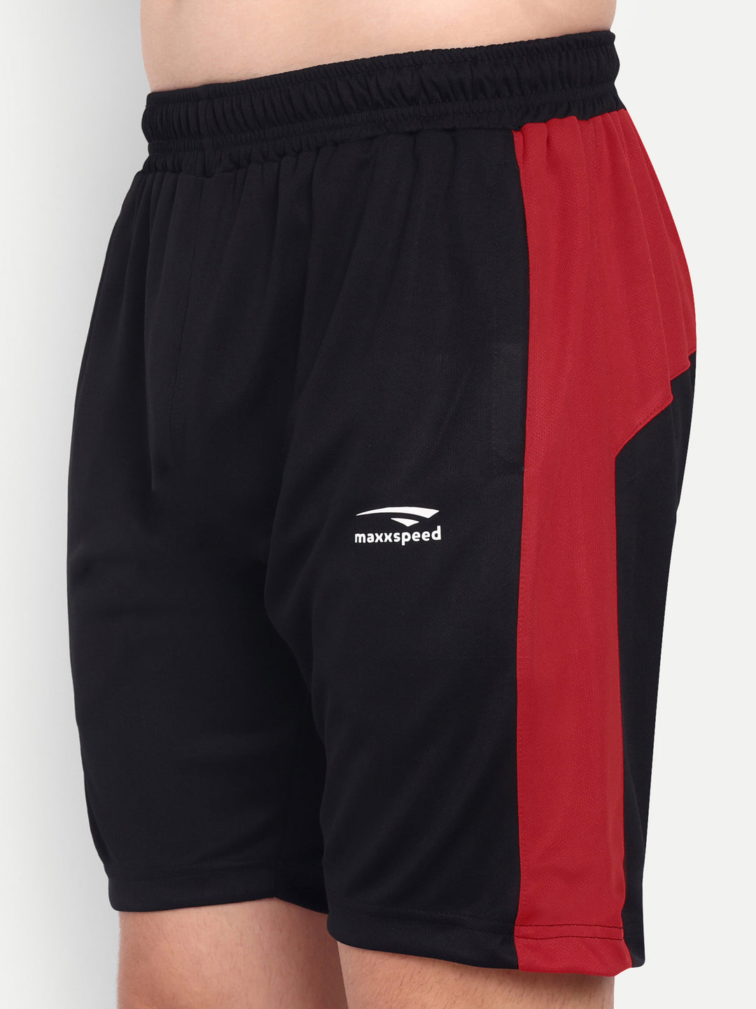 BLACK SHORTS WITH RED PANEL