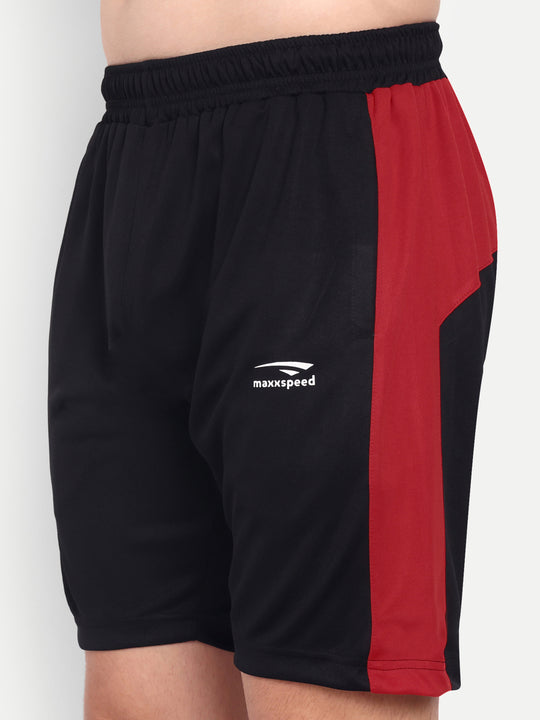 BLACK SHORTS WITH RED PANEL