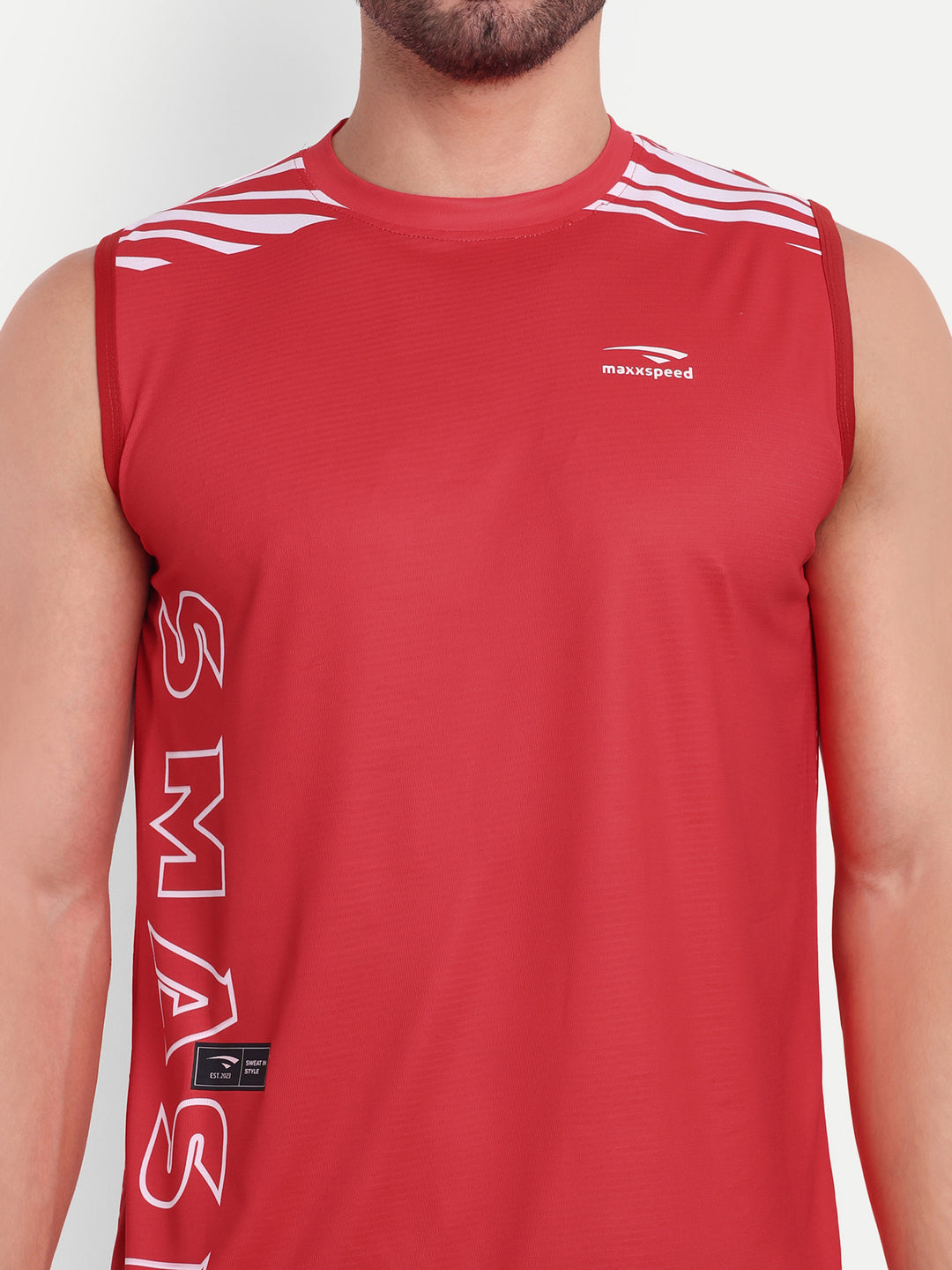 FIERY RED SLEEVELESS TSHIRT-AERO TEE