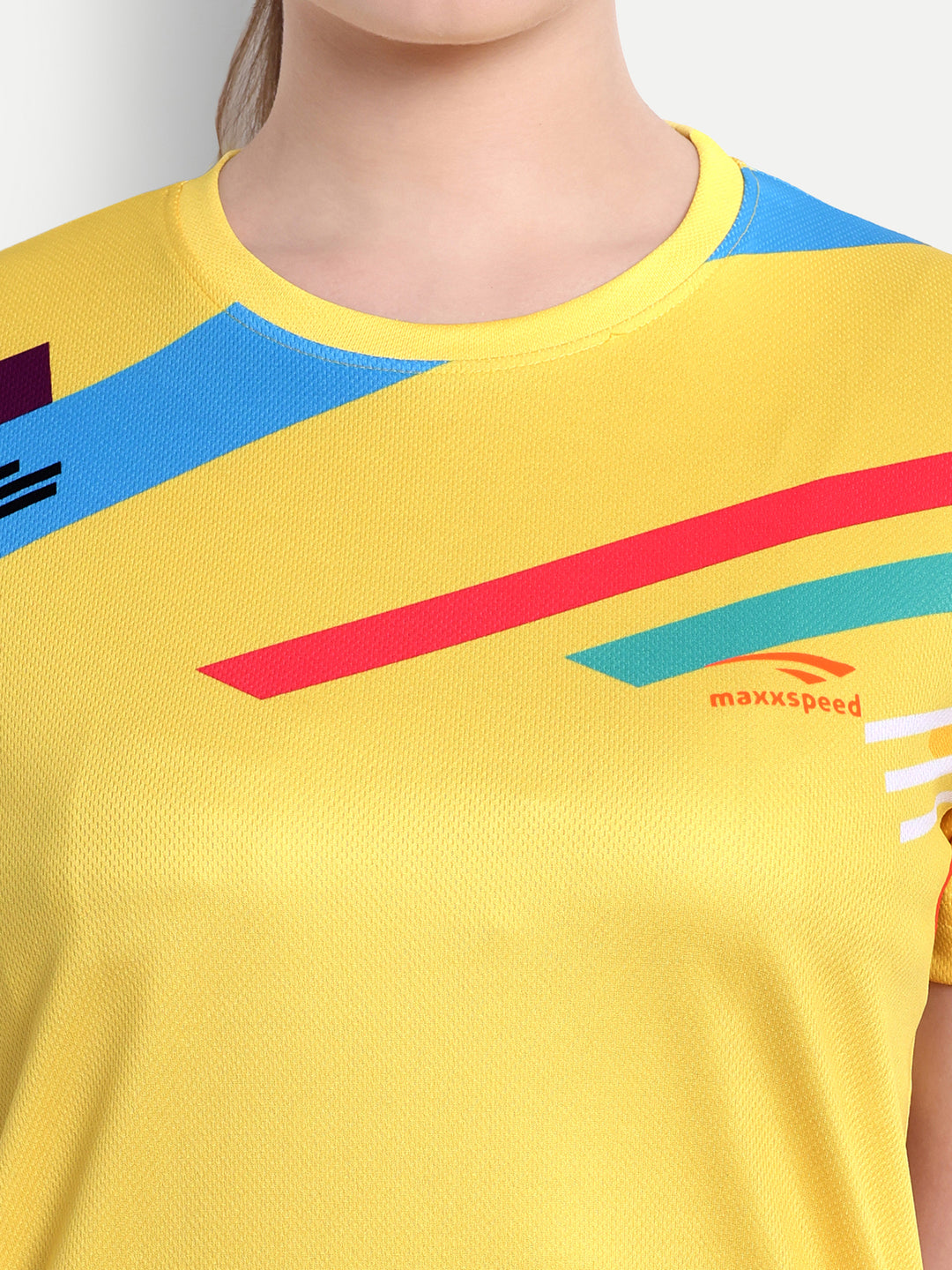 YELLOW PRINTED BADMINTON T-SHIRT - WOMEN