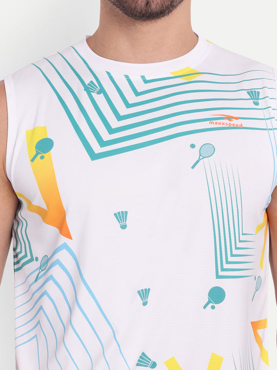 SNOW WHITE SLEEVELESS TSHIRT-AERO TEE