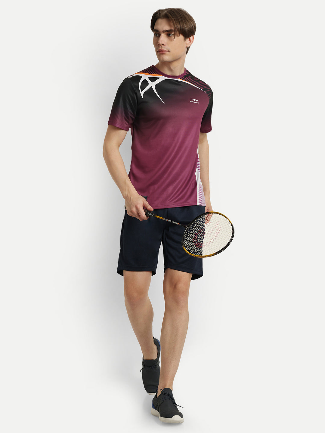 Maroon Graphics Badminton Tshirt