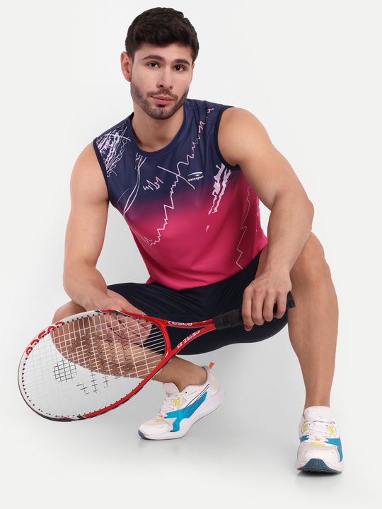 VIBRANT GRAPHIC SLEEVELESS TSHIRT-AERO TEE