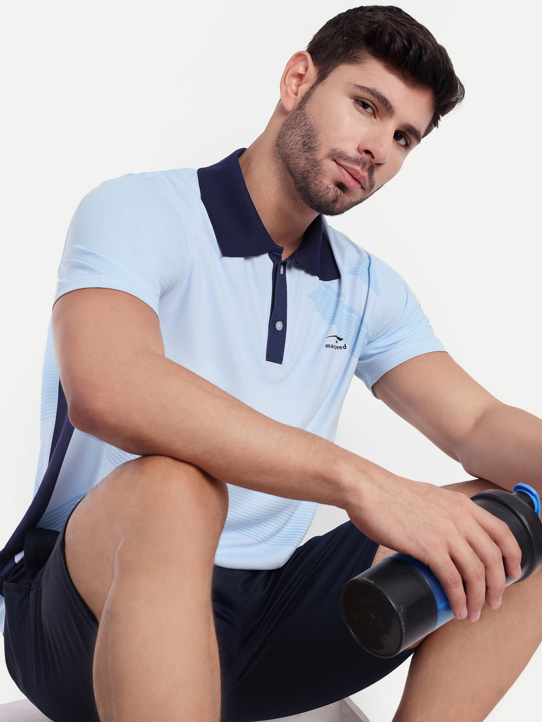 AZURE BLUE GRAPHIC POLO TSHIRT -AERO TEE